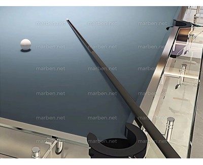 MESA DE BILLAR LUXURY GLASS1,  DE CRISTAL TEMPLADO ESTRUCTURA DE ACERO INOXIDABLE, 7FT ó 8FT